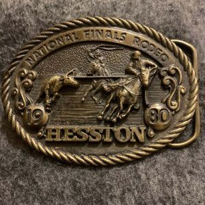 Vintage 1980 Hesston NFR Team Roping Sixth Edition Belt Buckle
